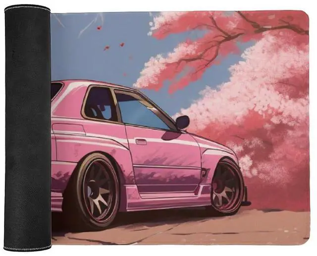Alt view image 3 of 5 - FeoYoed Large Mouse Pad Desk Mat Computer Accessories Gaming Office Organizers Supplies Decor Essentials Keyboard Pads for Desk Rubber Japan JDM Car R34 Pink Cherry Tree Mount Fuji 40x90cm
