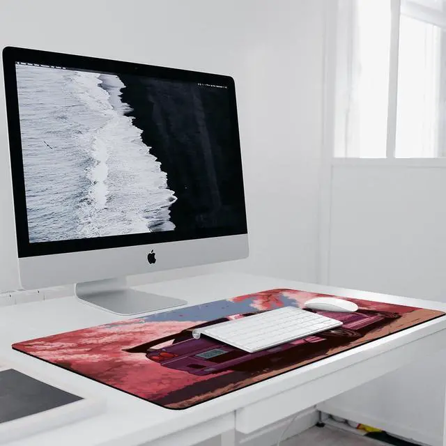 Alt view image 5 of 5 - FeoYoed Large Mouse Pad Desk Mat Computer Accessories Gaming Office Organizers Supplies Decor Essentials Keyboard Pads for Desk Rubber Japan JDM Car R34 Pink Cherry Tree Mount Fuji 40x90cm