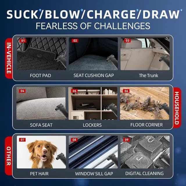 Alt view image 4 of 5 - Compressed Air Duster, 140000RPM Super Power Cordless Electric Air Duster, Rechargeable Air Blower Desk Cleaning Kit for Computer Keyboard Home Car Outdoor Dust Removal