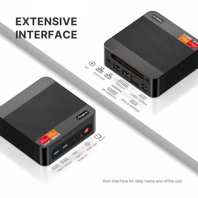 Alt view image 3 of 5 - MAGICNUC AG2 Mini PC, Ryzen 7 7840HS,32 GB DDR5 512GB PCIe SSD Mini Computers,Dual LAN/Wi-Fi 6E/HDMI/DP/USB-C/BT 5.2 Micro PC Business, Office