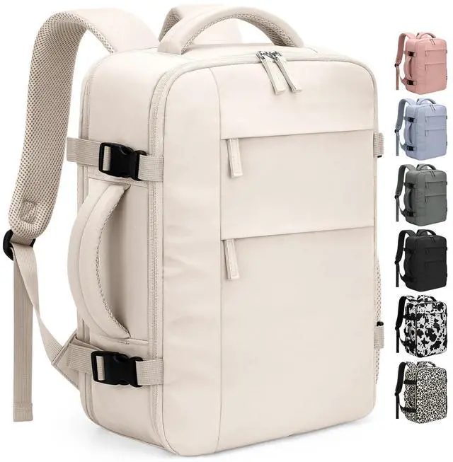 Main image of Pritent Travel Backpack for Women Man, Waterproof Laptop Backpack Travel Bag Airline Approved Carry on Weekender Overnight Bag Bookbag for Business,Travel, Work Fits 17.3 inch Laptop(Large,Beige)