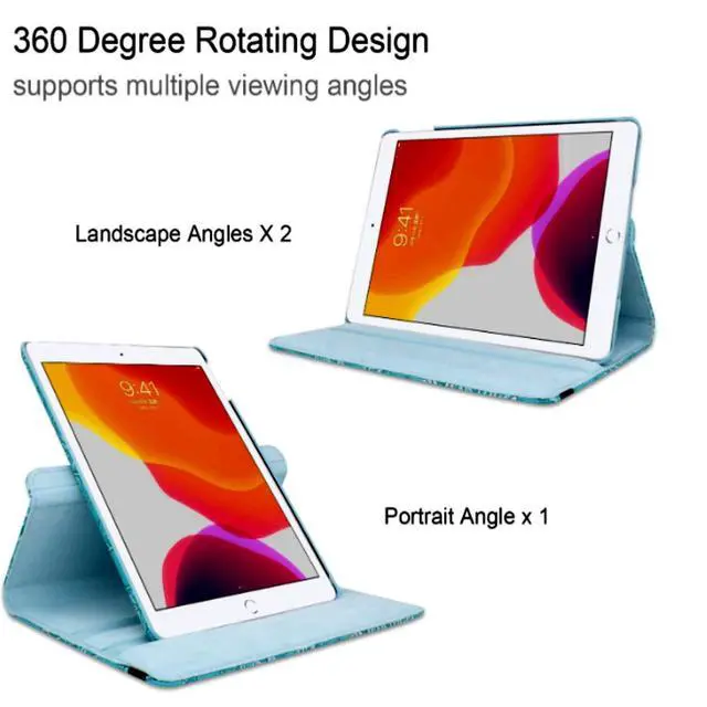Alt view image 2 of 4 - Case for ipad pro 12.9 inch 2nd & 1st Generation Old Model 2017/2015 MP6G2LL/A MQDA2LL/A MPLL2LL/A ML0F2LL/A ML3K2LL/A ML0N2LL/A ML0R2LL/A with Rotating Stand Auto Sleep/Wake (Blue Embossed Flowers)