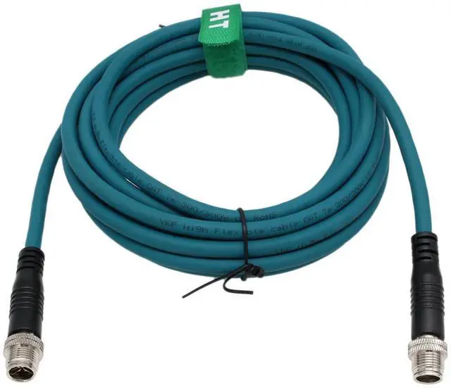 Main image of HangTon M12 Ethernet Cat7e Cable 8 Pin X-Coded Male to Male for Cognex Basler Sensor Camera High Speed 30m