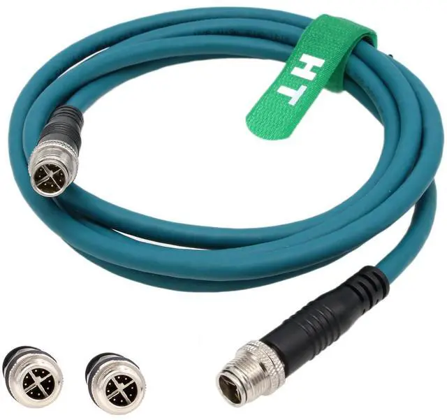 Alt view image 3 of 4 - HangTon M12 Ethernet Cat7e Cable 8 Pin X-Coded Male to Male for Cognex Basler Sensor Camera High Speed 30m