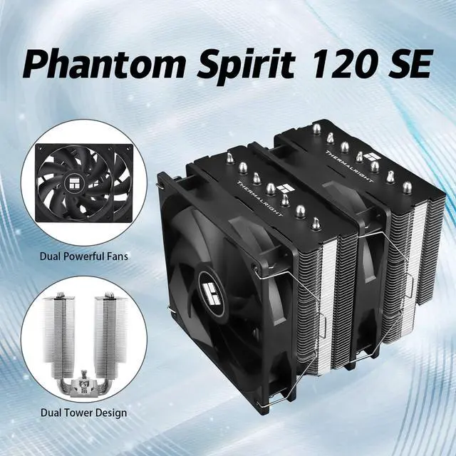 Alt view image 2 of 5 - Thermalrlght Phantom Spirit 120SE CPU Air Cooler, 7 Heat Pipes CPU Cooler,Dual 120mm TL-C12B V2 PWM Fan, AGHP 4.0 Technology, S-FDB Bearing, for AMD AM4 AM5/Intel 1700/1150/1151/1200/1851