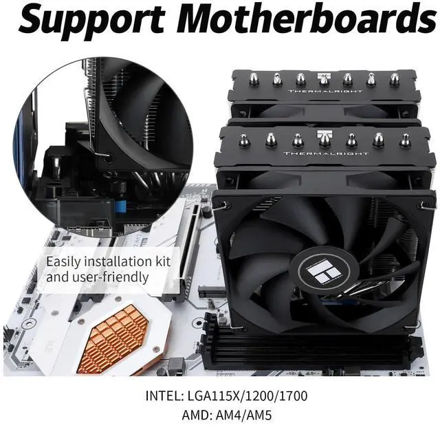 Alt view image 5 of 5 - Thermalrlght Phantom Spirit 120SE CPU Air Cooler, 7 Heat Pipes CPU Cooler,Dual 120mm TL-C12B V2 PWM Fan, AGHP 4.0 Technology, S-FDB Bearing, for AMD AM4 AM5/Intel 1700/1150/1151/1200/1851