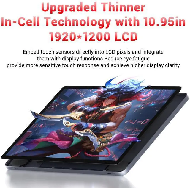 Alt view image 4 of 5 - FIREBAT Tablet Android 15, 10.95 Inch 1920x1200 In-Cell Touchscreen, 8000mAh, T606 Octa-Core Processor, 12GB RAM 128GB ROM, Wi-Fi 5, BT5.0, FM, Widevine L1, 5MP Front/13MP Back Camera, Protective Case