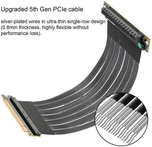 Alt view image 3 of 5 - OwlTree PCIE 5.0 Riser for 50 Graphics Cards, PCIe 5.0 x16 Gen5 Max 512Gbps, Compatible with RTX50 RX9000 Series RTX 5050 5060 5070 5080 5090 RX9060 RX9070 Graphics Cards (90 Degree Adapter 7.87inch)