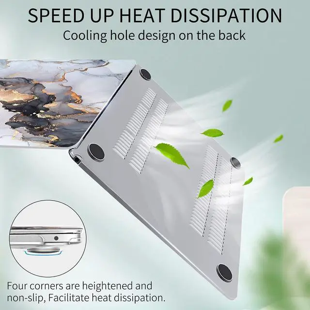 Alt view image 3 of 5 - Watbro Compatible with MacBook Air 13 Inch Laptop Case 2020 2019 2018 Release A2337 M1/A2179/A1932,Classic Marble Case with Keyboard Cover Skin for MacBook Air 2020 with Touch ID