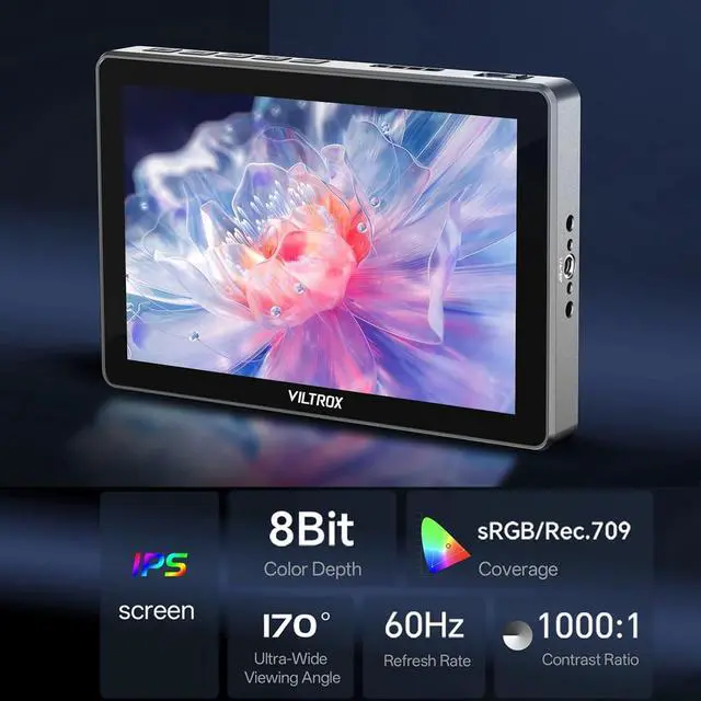 Alt view image 5 of 5 - VILTROX DC-L2 7 Inch Camera Video Field Monitor,Full HD 1280x800 Touch Screen Director AC Monitor with 4K HDMI/3G-SDI Loop in & Out 3D Lut RGB Parade Focus Peaking Full Waveform