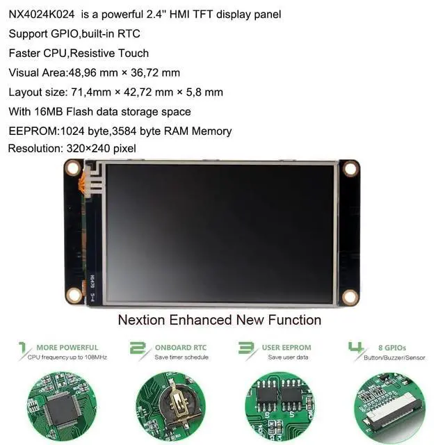 Alt view image 2 of 5 - Ferwooh English Nextion Enhanced 2.4'' HMI USART UART Serial TFT Touch Display Module Screen Panel (NX3224K024)