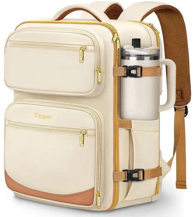 Main image of Taygeer Spirit Airlines Personal Item Bag 18x14x8, Underseat Personal Item Backpack with Makeup Compartment & Water Bottle Pocket, 18x14x8 Inches Carry on Backpack for Women Fit Spirit Frontier,Beige