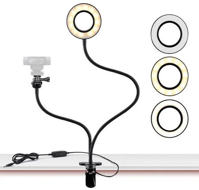 Main image of Webcam Light Stand for Live Stream, Selfie Ring Light with Webcam Mount for Logitech C925e, C922x, C930e,C922,C930,C920,C615,Brio 4K