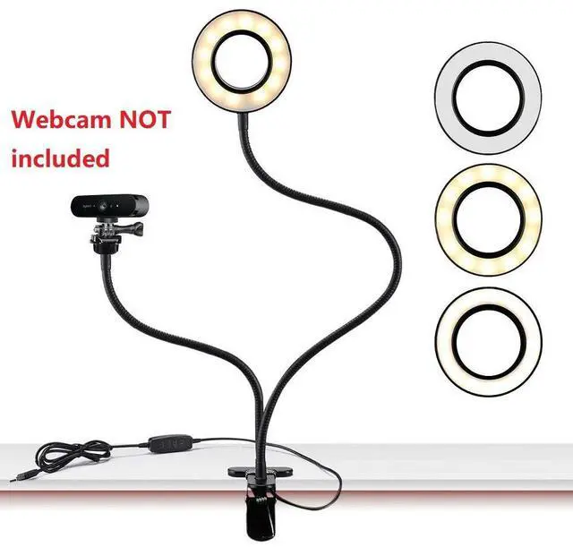 Alt view image 2 of 5 - Webcam Light Stand for Live Stream, Selfie Ring Light with Webcam Mount for Logitech C925e, C922x, C930e,C922,C930,C920,C615,Brio 4K