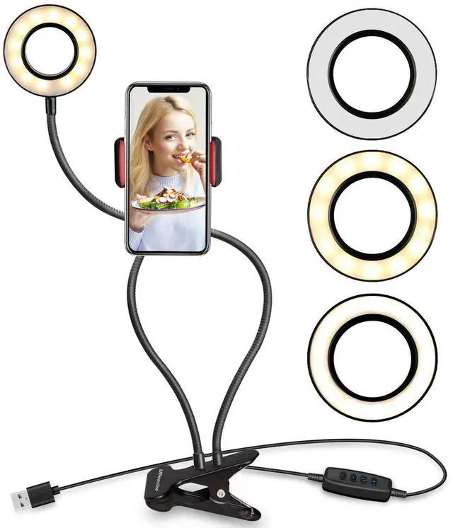 Alt view image 4 of 5 - Webcam Light Stand for Live Stream, Selfie Ring Light with Webcam Mount for Logitech C925e, C922x, C930e,C922,C930,C920,C615,Brio 4K
