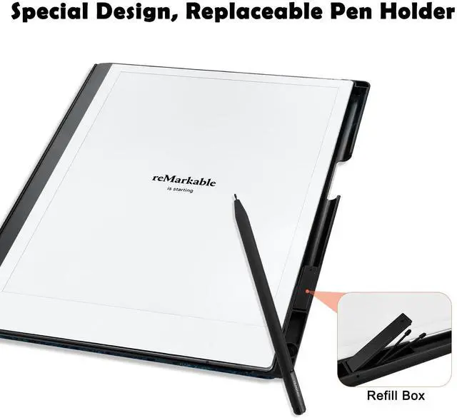 Alt view image 4 of 5 - Aippdo Case for Remarkable 2 Paper Tablet 10.3" 2020 Released,Lightweight and Hard Back Shell Protective Book Folio Cover with Built-in Pen Holder,Comes with Remarkable 2 Pen Tips.