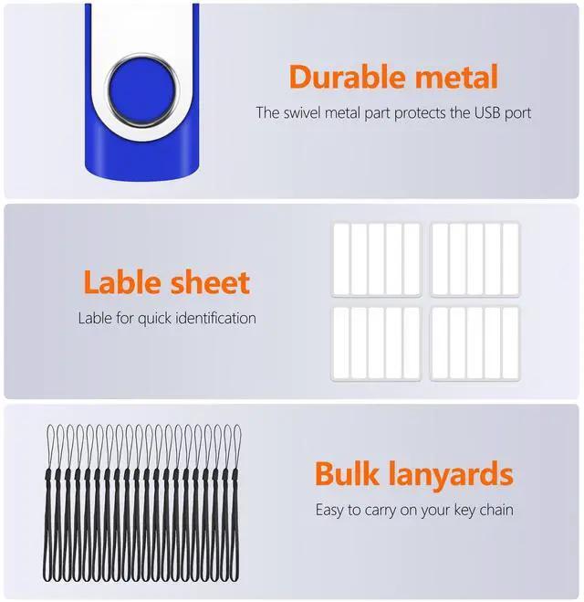 Alt view image 5 of 5 - AreTop 100 Pack 16GB USB Flash Drives Bulk of 2.0 Thumb Drives Pack 16GB USB Drive Bulk Pen Drive Zip Drive Memory Stick with Lanyard for Storage and Backup (Mixed Colors 100pcs)