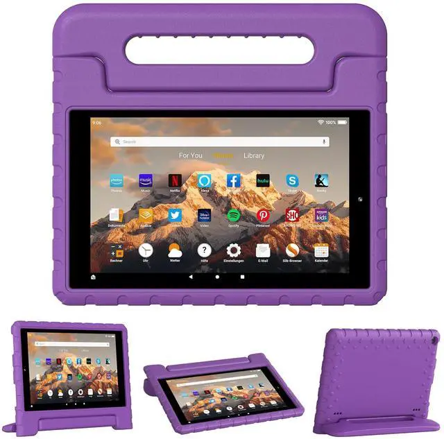 Main image of Thoreta for Amazon Fire hd 10 Tablet case Kids 5th/7th/9th Generation 2015/2017/2019 Released, Shockproof Lightweight Protective Cover with Portable Handle Stand for Boys Girls, Purple