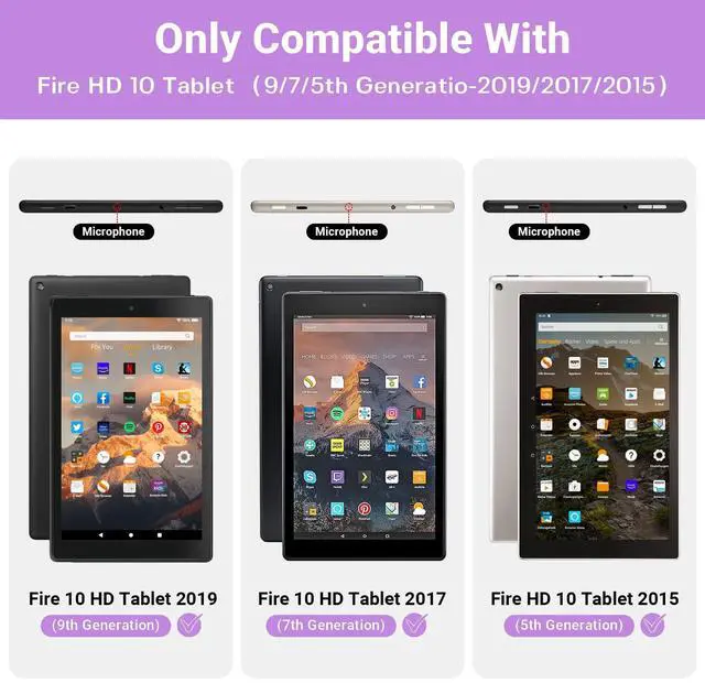 Alt view image 2 of 5 - Thoreta for Amazon Fire hd 10 Tablet case Kids 5th/7th/9th Generation 2015/2017/2019 Released, Shockproof Lightweight Protective Cover with Portable Handle Stand for Boys Girls, Purple