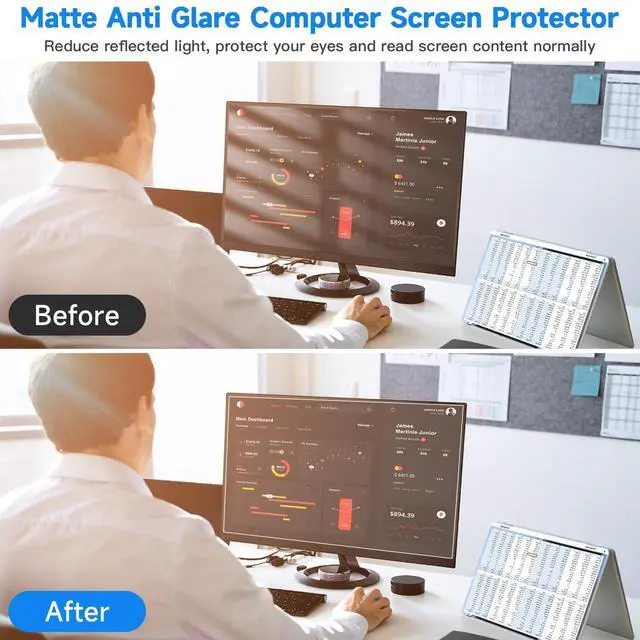 Alt view image 3 of 5 - 2 Pack 22 Inch 1920x1080P Anti Glare Computer Screen Cover, Eye Protection Anti Scratch Matte Anti Glare Film for All 22'' with 16:9 Aspect Ratio Computer Monitor
