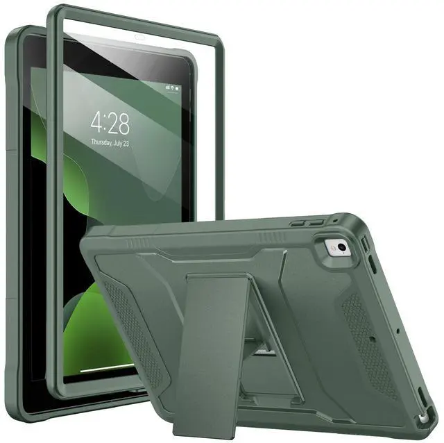 Main image of Soke Case for iPad 6th/5th Generation 9.7 Inch 2018/2017,with Built-in Screen Protector and Kickstand, Rugged Full-Body Heavy Duty Protective Cover for Apple iPad Air 2 /Pro 9.7 - Calke Green