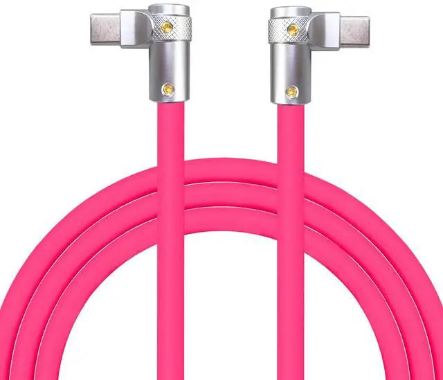Main image of chubbycable FlexElbow 90 Degree 240W Fast Charging Cable Right Angle USB C Cable Silicone Charging Cord Compatible with iPhone 17-15 Series iPad, Rose Red, Double Elbow Type C to Type C, 1.64FT