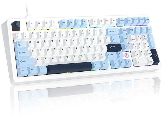 Main image of FIRSTBLOOD ONLY GAME. AK980 101-Key Hot-Swappable Mechanical Keyboard, Gasket Mount RGB Backlit, Programmable Macro, Full N-Key Rollover, with Dreamscape Linear Switches (Glacier Blue)
