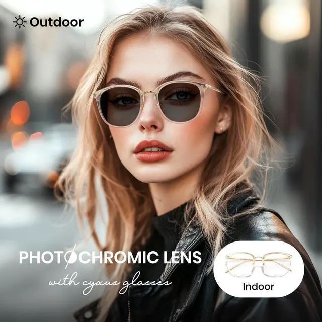 Alt view image 2 of 5 - Cyxus Blue Light Glasses Photochromic Lens for Women, Fashionable Computer Glasses on Office Reduce Eye Strain Anti Migraine Great for Working Reading