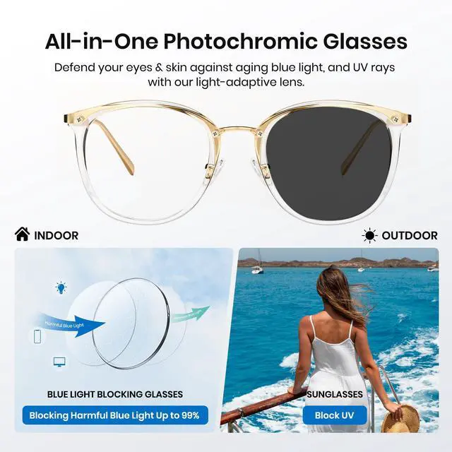 Alt view image 4 of 5 - Cyxus Blue Light Glasses Photochromic Lens for Women, Fashionable Computer Glasses on Office Reduce Eye Strain Anti Migraine Great for Working Reading