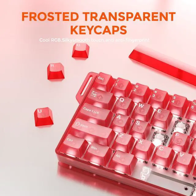 Alt view image 4 of 5 - DAREU COOL60 60% Hall Effect Gaming Keyboard with Magnetic Switch, SOCD, 0.01mm Actuation Adjustable Rapid Trigger,8000 Hz Polling, Frosted Transparent Keycaps, Hot-swap, RGB Backlit