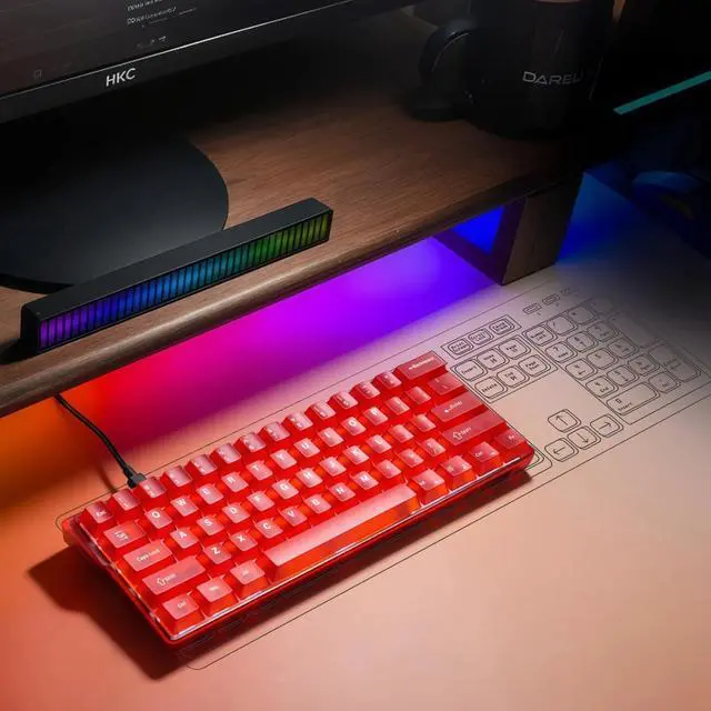 Alt view image 3 of 5 - DAREU COOL60 60% Hall Effect Gaming Keyboard with Magnetic Switch, SOCD, 0.01mm Actuation Adjustable Rapid Trigger,8000 Hz Polling, Frosted Transparent Keycaps, Hot-swap, RGB Backlit