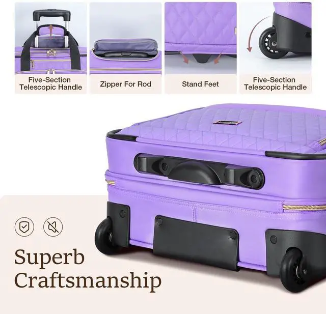 Alt view image 4 of 5 - Lekespring Rolling Laptop Bag, Laptop Briefcase on Wheels for Women Fits Up to 15.6Inch Computer Bags Water Resistant for Work Travel and Business (Purple)