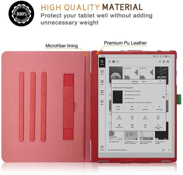 Alt view image 4 of 5 - DINGGUAGUA Case Compatible with BOOX Tablet Go 10.3 inch Tablet (2024 Released) PU Leather with Hand Strap Foldable Stands Cover Auto Sleep/Wake,Red