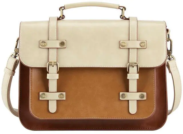 Main image of ECOSUSI Women's PU Leather Crossbody Messenger Bag 11 inch Satchel Purse for Work College Shoulder Handbags with Adjustable Straps