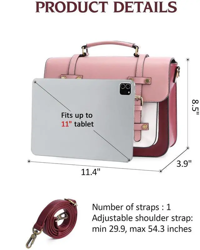 Alt view image 3 of 5 - ECOSUSI Women's PU Leather Crossbody Messenger Bag 11 inch Satchel Purse for Work College Shoulder Handbags with Adjustable Straps