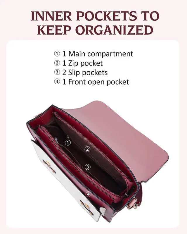 Alt view image 4 of 5 - ECOSUSI Women's PU Leather Crossbody Messenger Bag 11 inch Satchel Purse for Work College Shoulder Handbags with Adjustable Straps