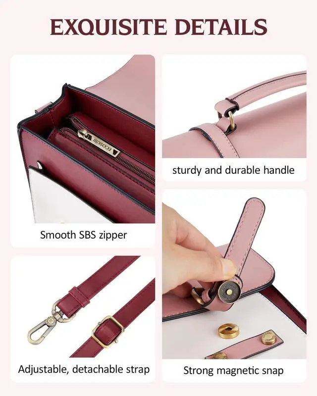 Alt view image 5 of 5 - ECOSUSI Women's PU Leather Crossbody Messenger Bag 11 inch Satchel Purse for Work College Shoulder Handbags with Adjustable Straps