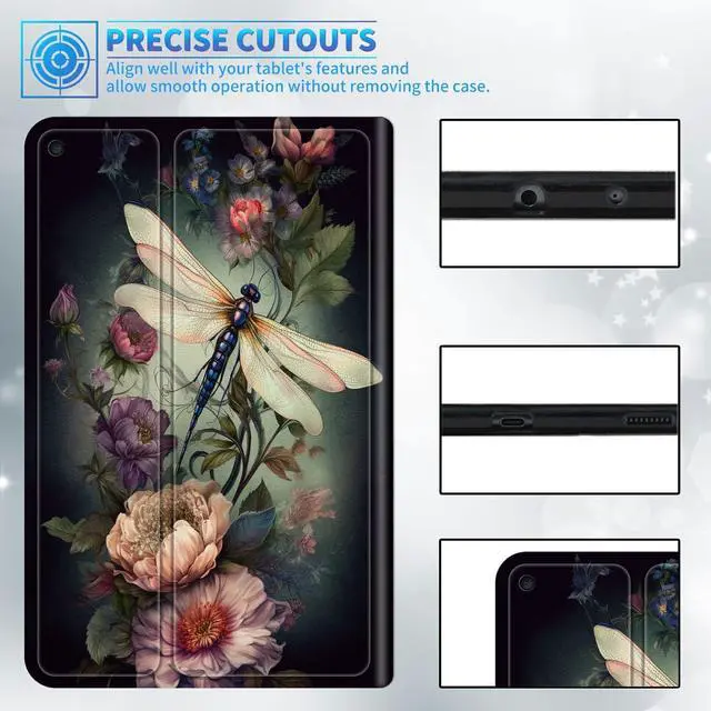 Alt view image 5 of 5 - BREIDMKFM Case for 6" All-New Kindle 11th Generation 2022 Release, PU Leather Cover Smart Standing with Auto Sleep/Wake Cover for Basic Kindle 2022, Dragonfly Peony