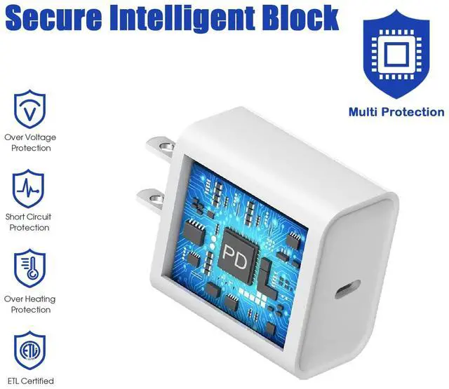 Alt view image 3 of 5 - Fast Charger for iPhone 17 16,Apple MFi Certified20W Type C Wall Charger Block with 10Foot USB C to C Woven Braided Cable for iPhone 17/17 Air/17 Pro Max/17 Pro/16/16 Pro Max/16 Plus/15/iPad/Airpods