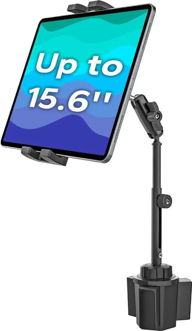Main image of 15.6" Tablet Holder for Car Cup Holder - [Eye Level Viewing] Heavy Duty Truck Cup Holder for Large Tablets, Metal Adjustable Arm CupHolder for iPad Pro Air Mini, iPhone, Galaxy Tab, 4.7-15.6" Devices