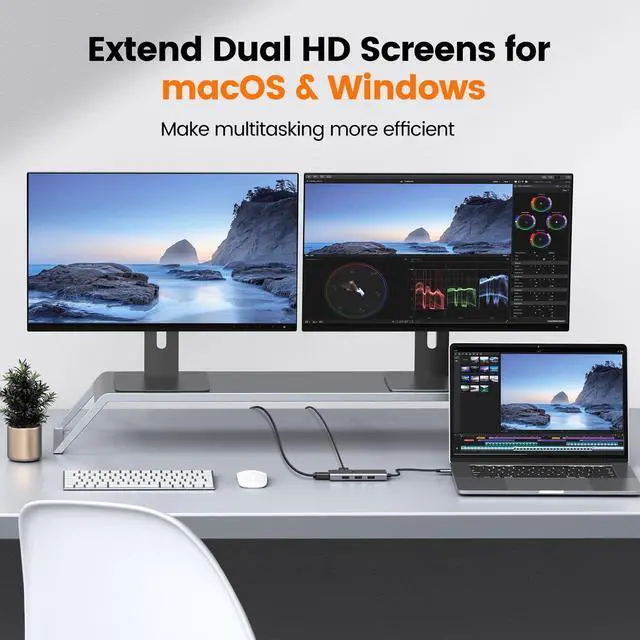 Alt view image 3 of 4 - USB-C Dual HDMI Docking Station, Dual Monitor Adapter with Super-Speed Transfer, Compatible with Thunderbolt 5/4/3, USB4.0, MacBook & Windows Laptops