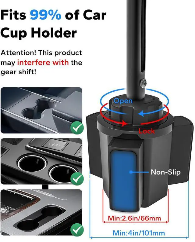 Alt view image 4 of 5 - 15.6" Tablet Holder for Car Cup Holder - [Eye Level Viewing] Heavy Duty Truck Cup Holder for Large Tablets, Metal Adjustable Arm CupHolder for iPad Pro Air Mini, iPhone, Galaxy Tab, 4.7-15.6" Devices