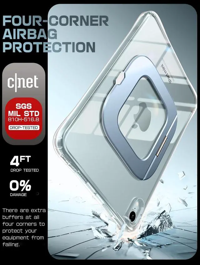 Alt view image 4 of 5 - SUPCASE for iPad Mini 7 A17 Pro 2024 Case with Stand (Unicorn Beetle Prism), [Anti-Scratch] [Support Apple Pencil Charging] Slim Protective Clear Cover for iPad Mini 7th/6th Generation 8.3 Inch, Blue