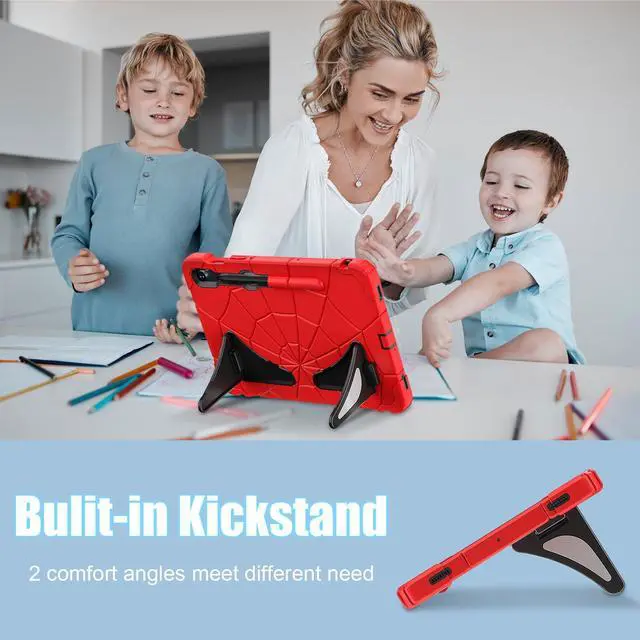Alt view image 2 of 5 - AKABEILA Compatible with Samsung Galaxy Tab S7/S8/S9/S9 FE 11 inch(2023) Tablet CaseLightweight Shockproof Rugged Protective Cover with Kickstand for Kids Children Boys Babies Red Black