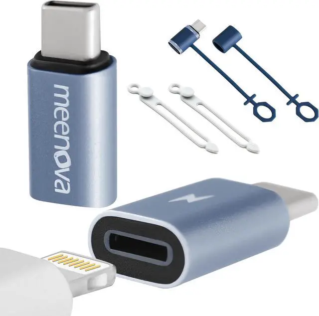 Alt view image 2 of 5 - Meenova 60W Lightning to USB C Adapter for iPhone 16 15 Pro Max Plus, S24, Type C Charging Converter,Cord Organizer 304 Stainless Steel Cable Holder, Cable Management Aesthetic Cute Desk Accessories