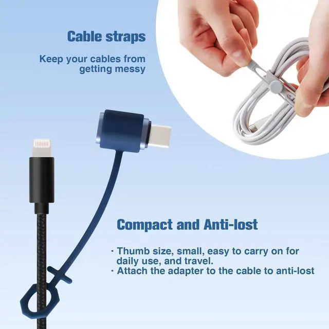 Alt view image 4 of 5 - Meenova 60W Lightning to USB C Adapter for iPhone 16 15 Pro Max Plus, S24, Type C Charging Converter,Cord Organizer 304 Stainless Steel Cable Holder, Cable Management Aesthetic Cute Desk Accessories