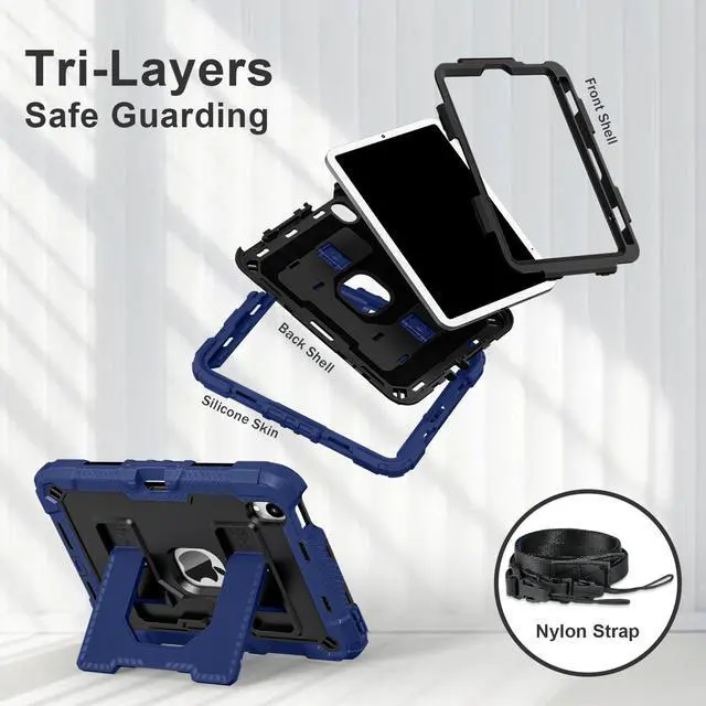 Alt view image 2 of 5 - Kids Case Compatible with iPad mini 7 A17 pro 2024 Mini 6 8.3,Colorful Shockproof Case with Pencil Holder and Adjustable Big Stand,Handle Strap for iPad mini 6th 7th Gen