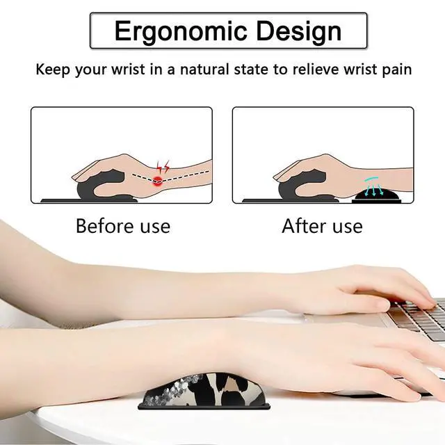 Alt view image 4 of 5 - Large Gaming Mouse Pad, 31.5x11.8 in Extended Computer Mouse Mat with Non-Slip PU Base, Ergonomic Memory Foam Keyboard Wrist Rest, for Work & Gaming, Office Desk Pad Leopard Black Writing Pad