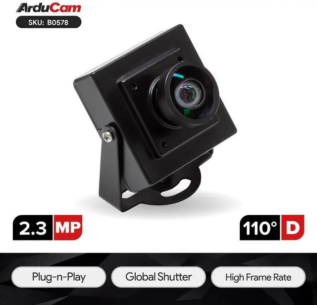 Alt view image 2 of 5 - Arducam 2.3MP USB Camera Module, Global Shutter 110°(D) Wide Angle Lightburn Camera, 1080p@90fps High Speed USB 2.0 UVC Webcam for Windows, Linux, Android, and Mac OS