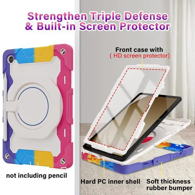 Alt view image 4 of 5 - ROISKIN Case for Galaxy Tab A9 Plus 5G/ A9+ 11 Inch with HD Screen Protector & Shoulder Strap,Heavy Duty Military Case for Samsung Galaxy A9 Plus SM-X210/X216/X218 - Rotating Stand for Kids